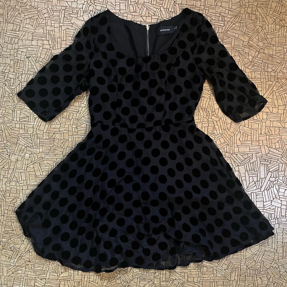 NWOT MinkPink polka dot mini dress